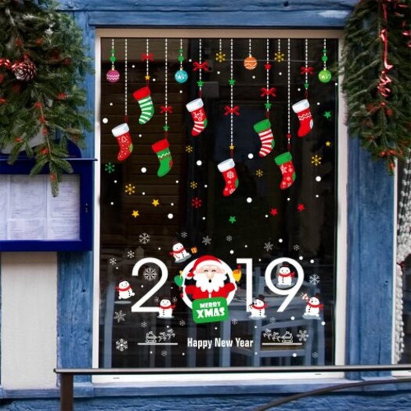 Christmas Socks Pvc Window Wall Sticker Multi