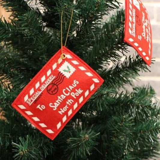 Christmas Tree Decorative Pendant Creative Blessing Card Decoration Non Woven Red Envelope 5Pcs