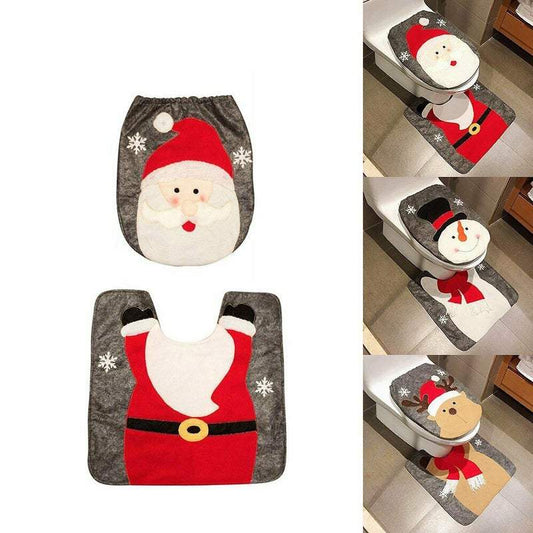 Non Slip Mats Christmas Bathroom Toilet Lid And Floor Rug Decorations