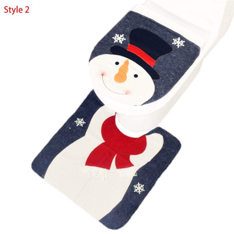 Non Slip Mats Christmas Bathroom Toilet Lid And Floor Rug Decorations