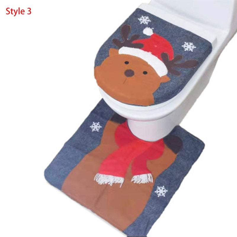 Non Slip Mats Christmas Bathroom Toilet Lid And Floor Rug Decorations