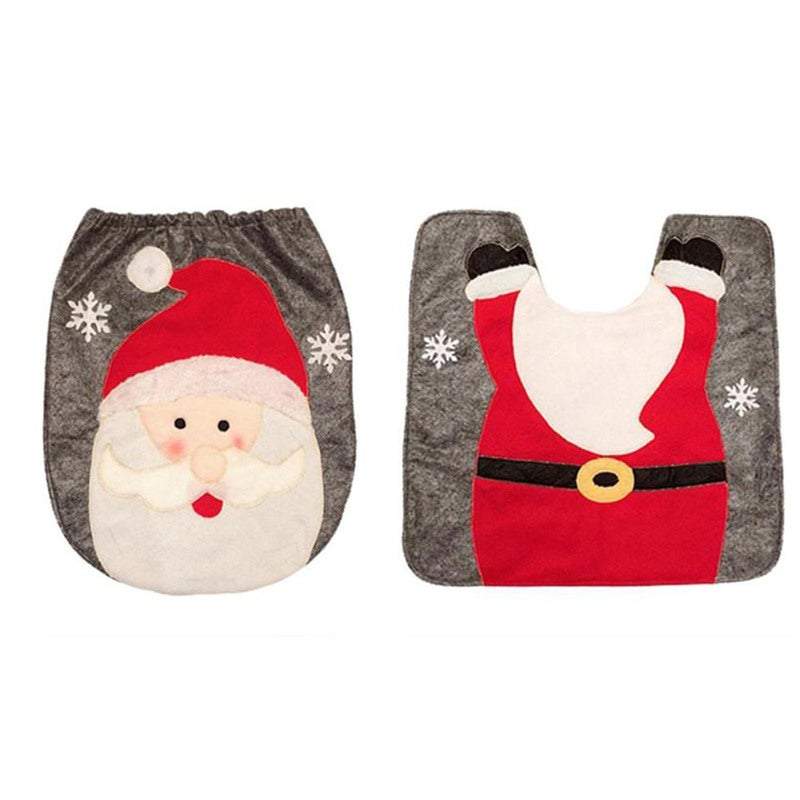Non Slip Mats Christmas Bathroom Toilet Lid And Floor Rug Decorations