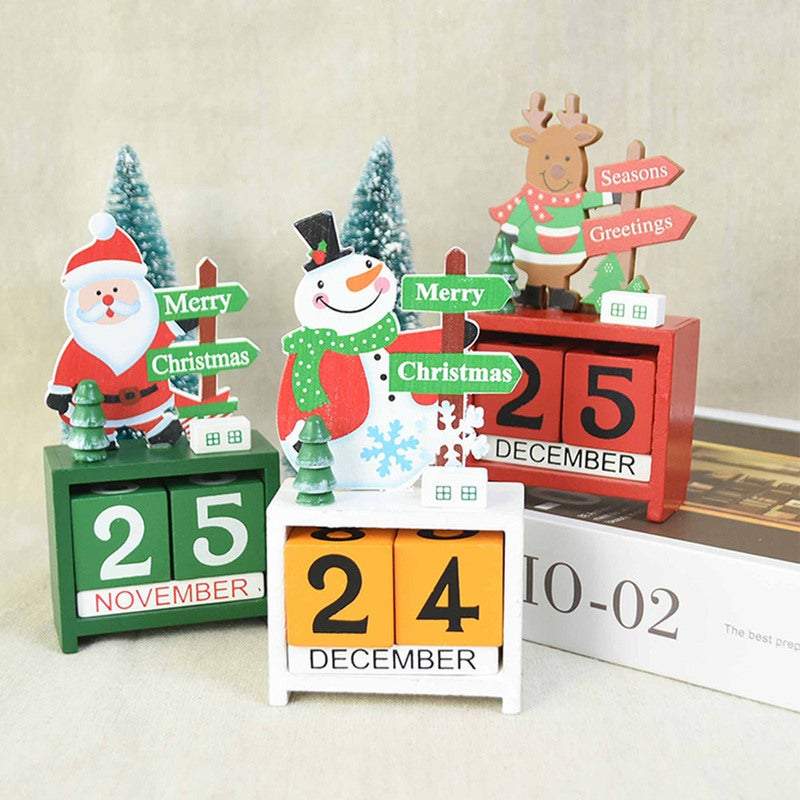 Christmas Ornaments Calendar Block Countdown Santa Claus Snowman Reindeer
