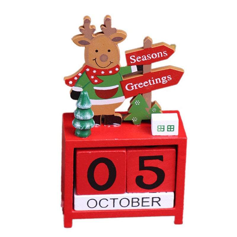Christmas Ornaments Calendar Block Countdown Santa Claus Snowman Reindeer