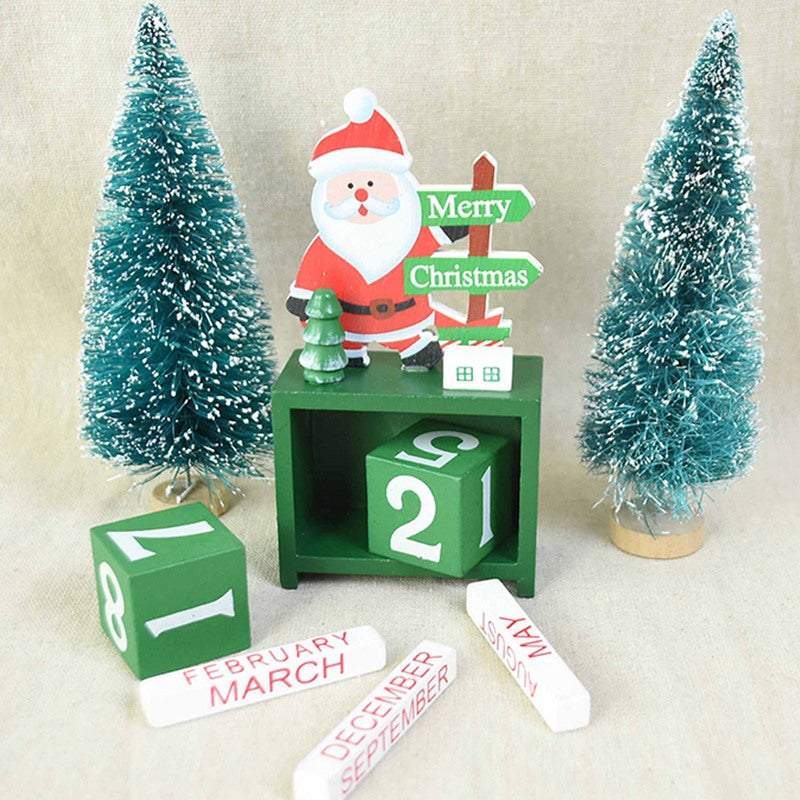 Christmas Ornaments Calendar Block Countdown Santa Claus Snowman Reindeer