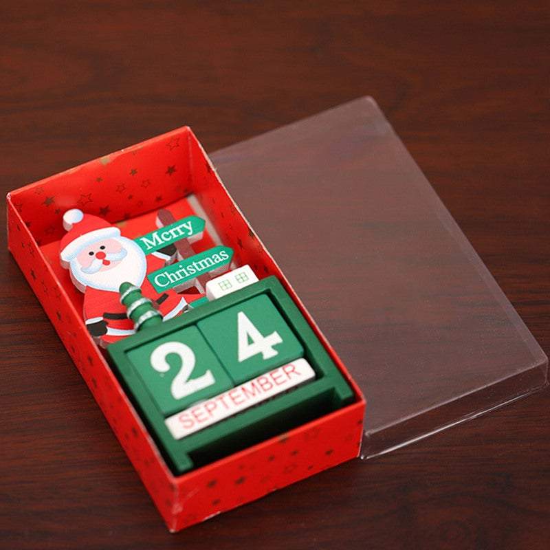 Christmas Ornaments Calendar Block Countdown Santa Claus Snowman Reindeer