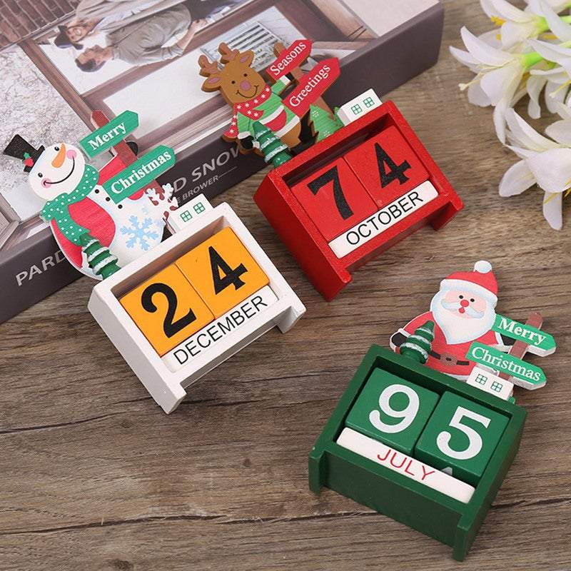 Christmas Ornaments Calendar Block Countdown Santa Claus Snowman Reindeer