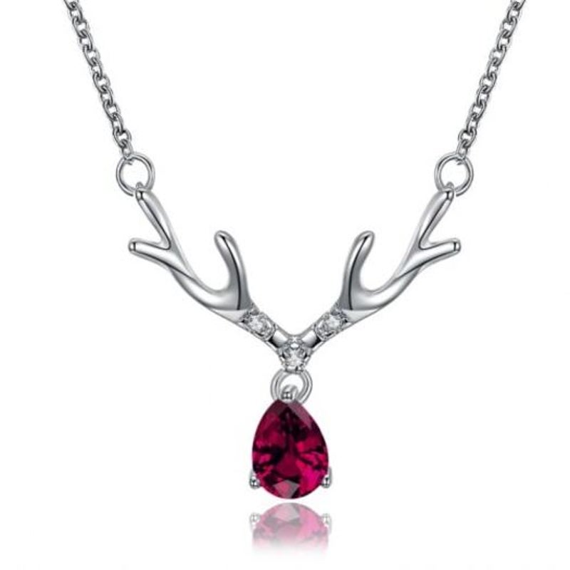 Veile Studios Christmas Zircon Necklace Antler Silver