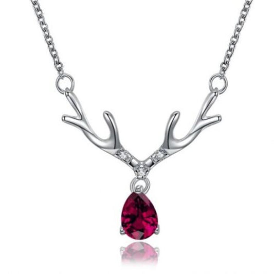 Veile Studios Christmas Zircon Necklace Antler Silver