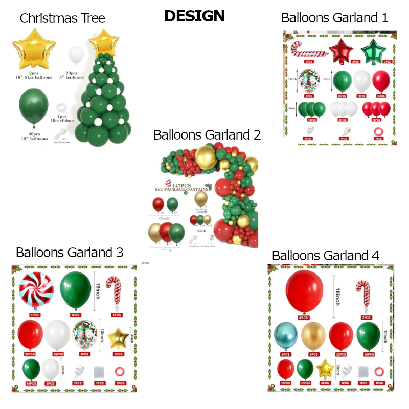 Christmas Garland Arch Tree Balloons Set Party Decorations
