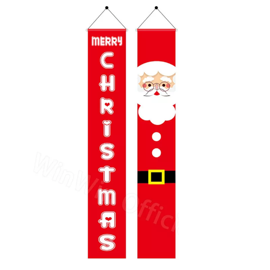 Christmas Porch Sign Oxford Cloth Xmas Door Banner Wall Hanging Party Decoration