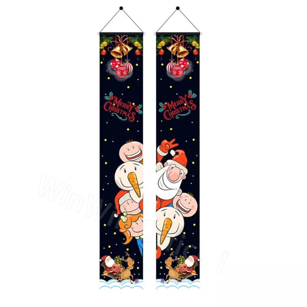 Christmas Porch Sign Oxford Cloth Xmas Door Banner Wall Hanging Party Decoration
