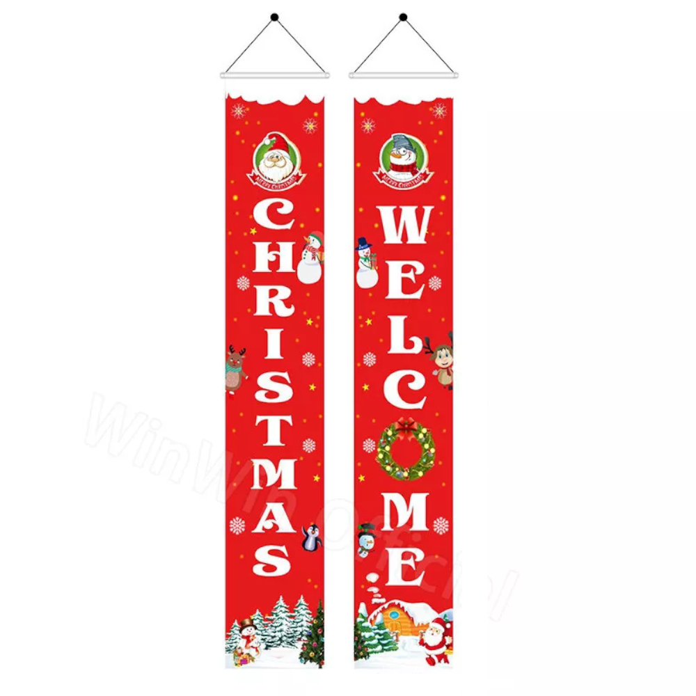 Christmas Porch Sign Oxford Cloth Xmas Door Banner Wall Hanging Party Decoration