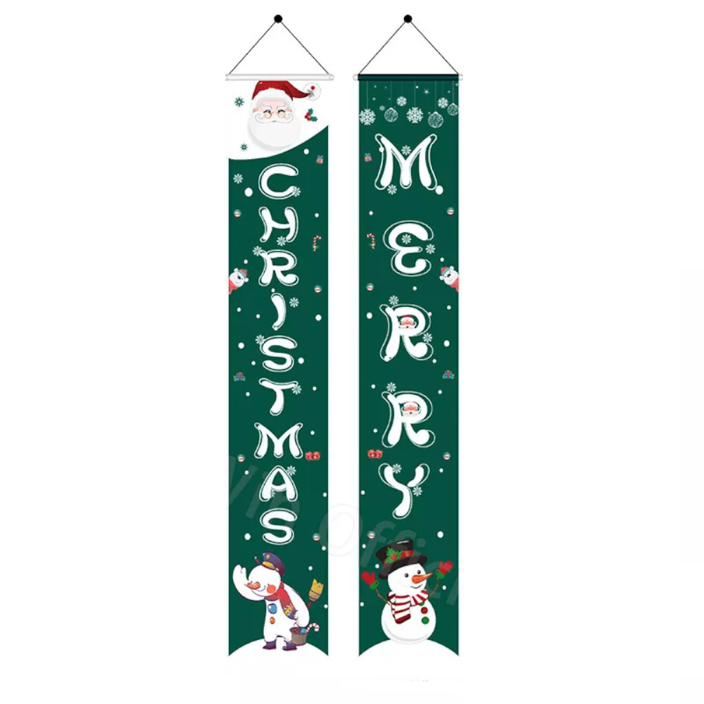 Christmas Porch Sign Oxford Cloth Xmas Door Banner Wall Hanging Party Decoration