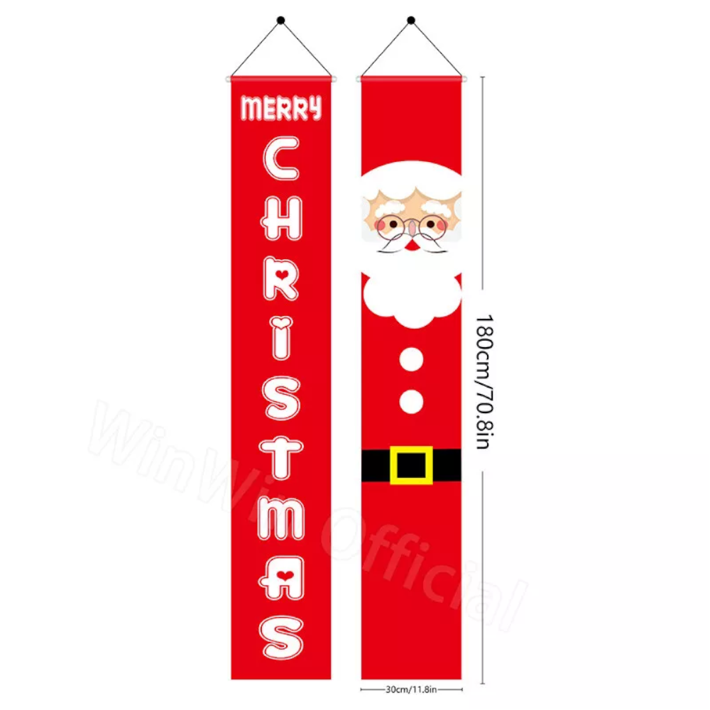 Christmas Porch Sign Oxford Cloth Xmas Door Banner Wall Hanging Party Decoration