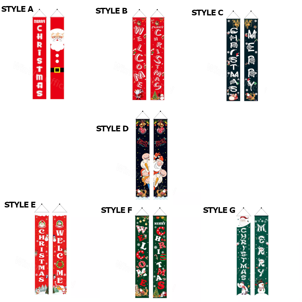 Christmas Porch Sign Oxford Cloth Xmas Door Banner Wall Hanging Party Decoration