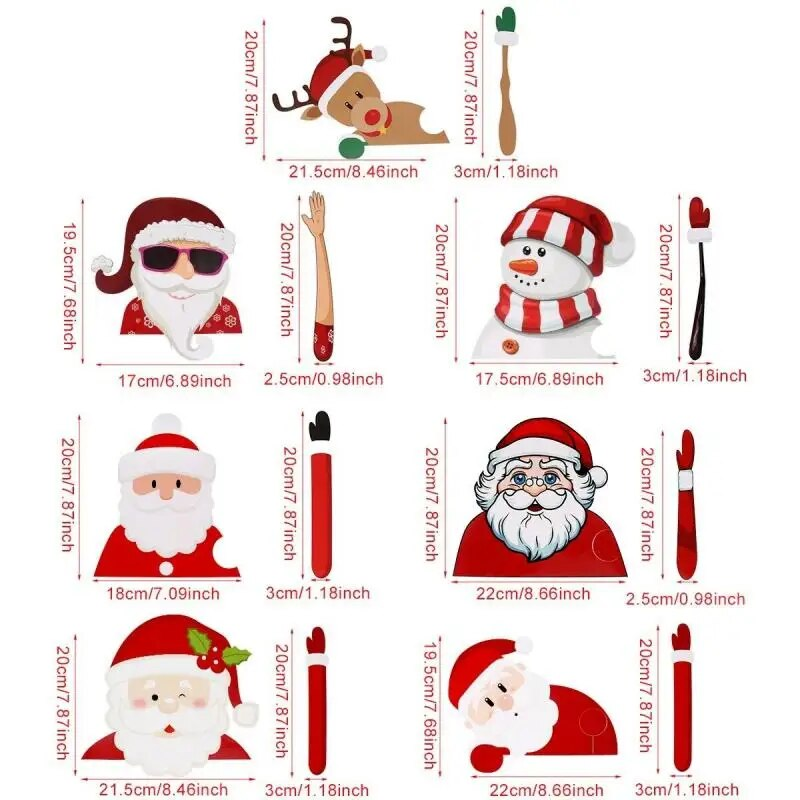 Christmas Car Wiper Stickers 3D Waving Santa Claus Rear Windshield Decor