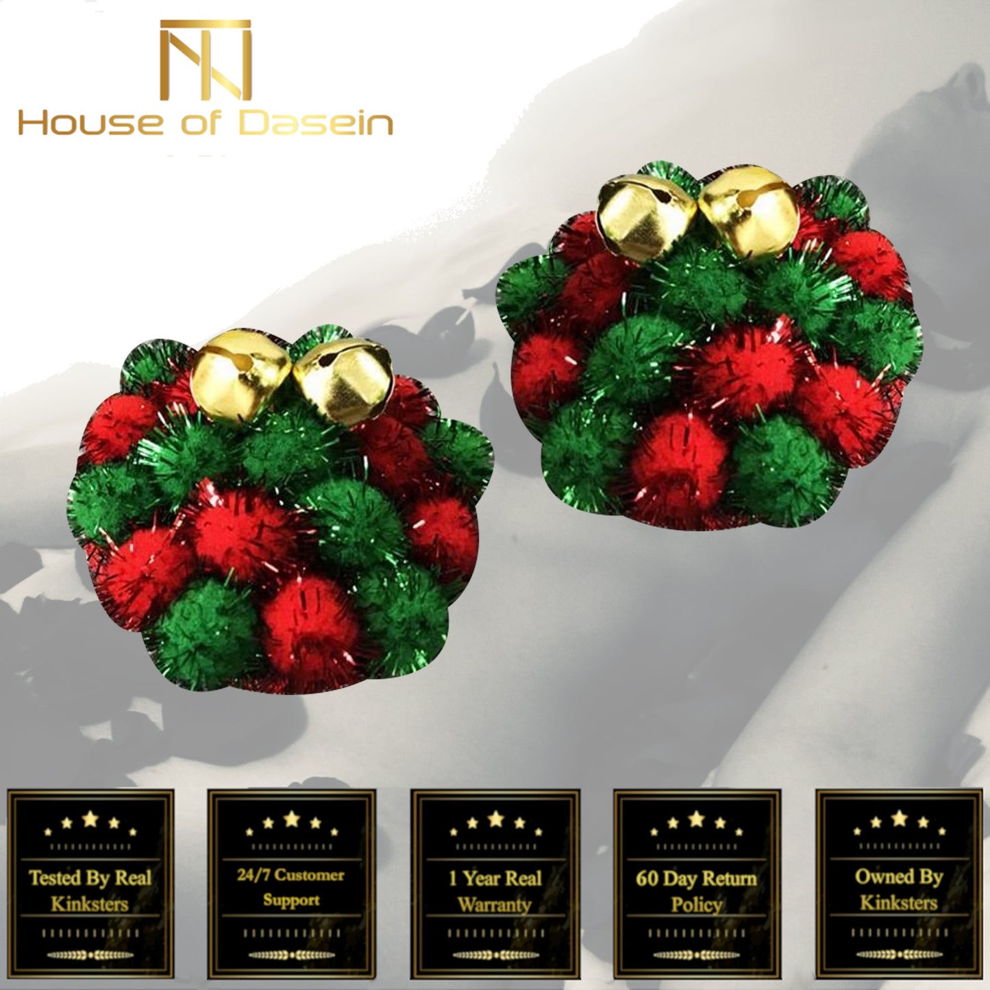 Christmas Nipple Covers Breast Adhesive Stickers Poms Bells Bdsm Fetish