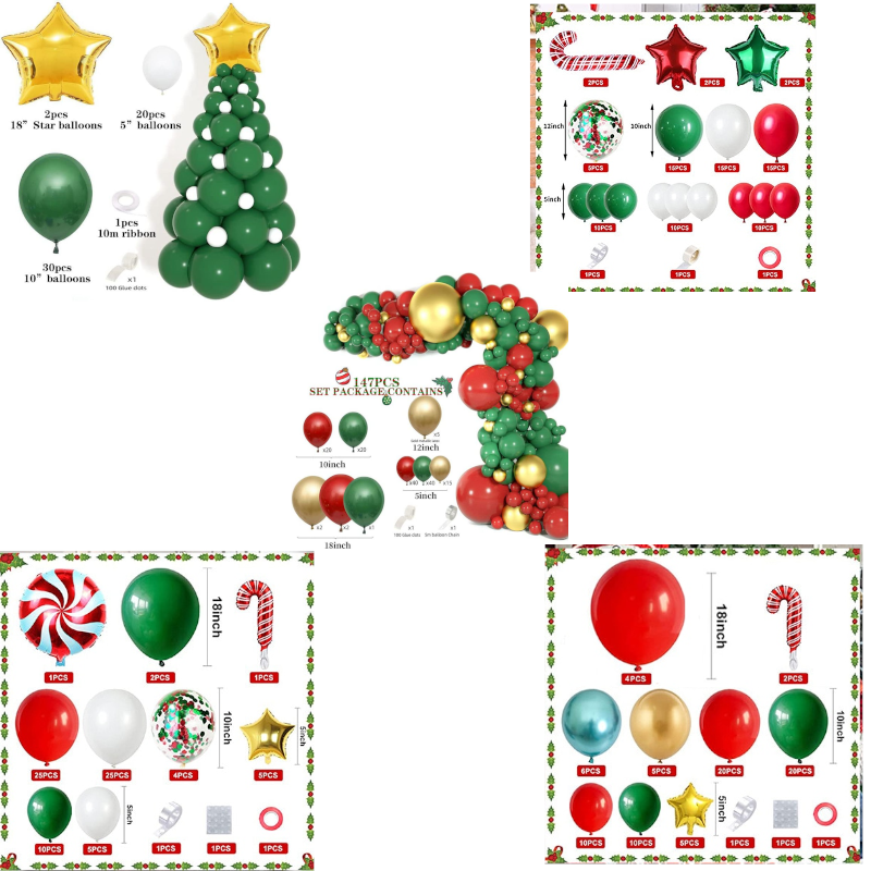 Christmas Garland Arch Tree Balloons Set Party Decorations