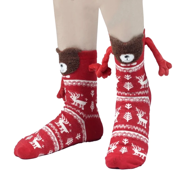 Christmas Hands Holding Socks Magnetic Couples Besties Festive