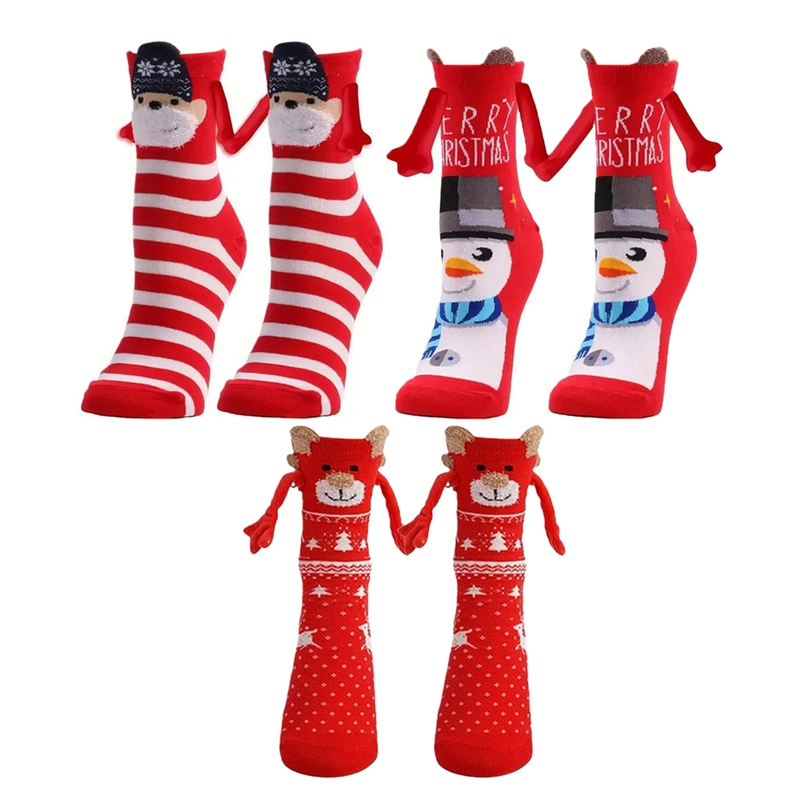 Christmas Hands Holding Socks Magnetic Couples Besties Festive