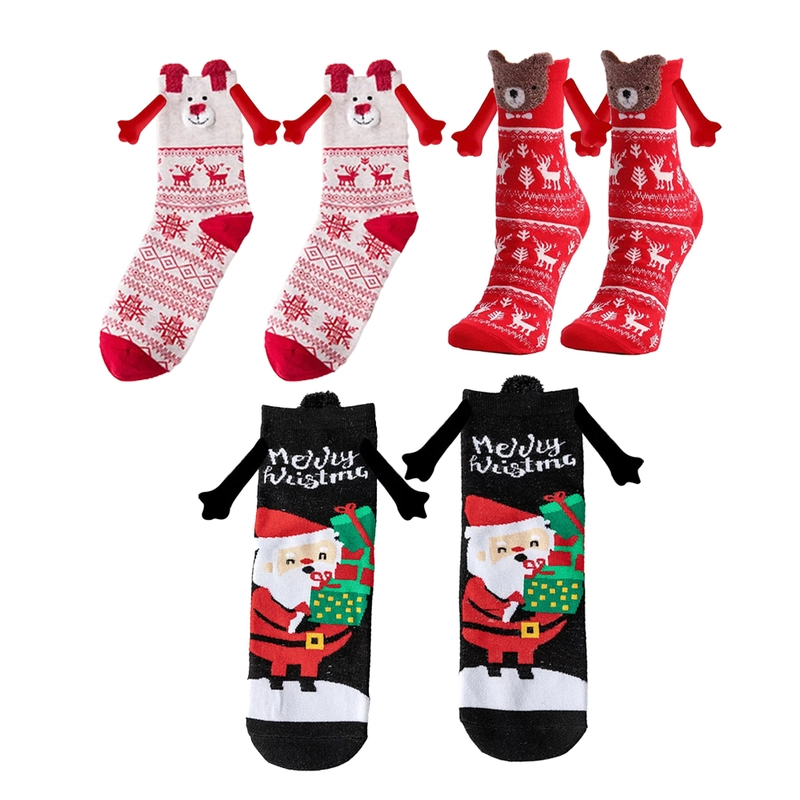 Christmas Hands Holding Socks Magnetic Couples Besties Festive