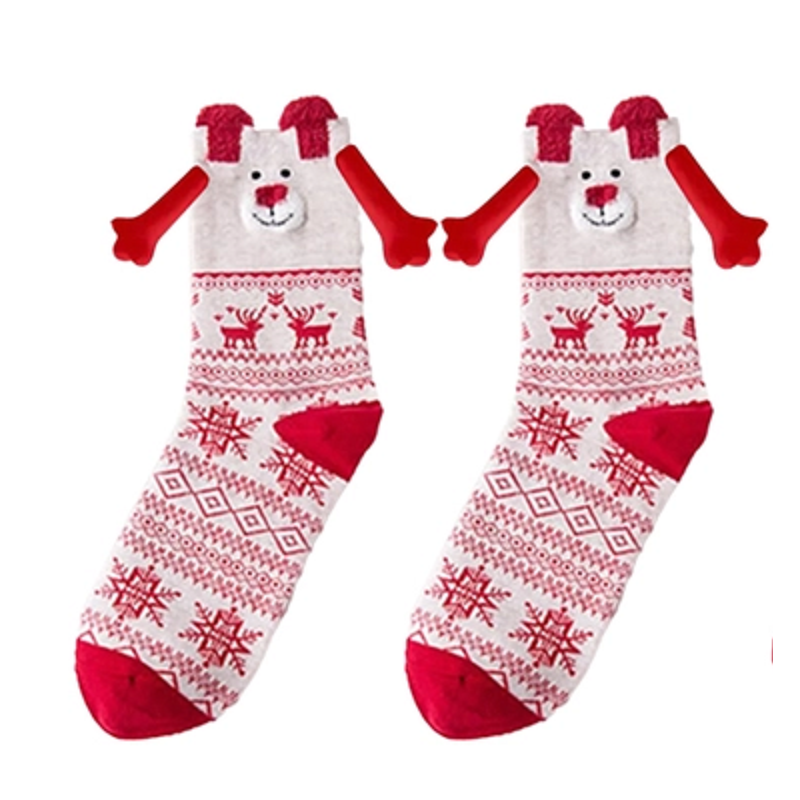 Christmas Hands Holding Socks Magnetic Couples Besties Festive