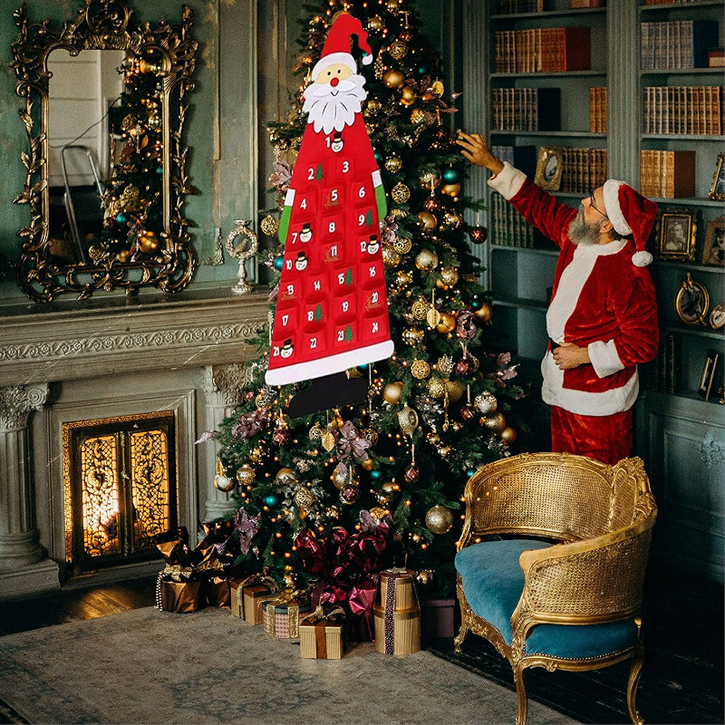 Christmas Hanging Santa Felt Advent Calendar