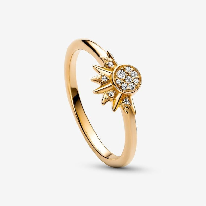Veile Studios Sterling Silver Rising Sun Ring Shining Blue Moon Combination Two In One