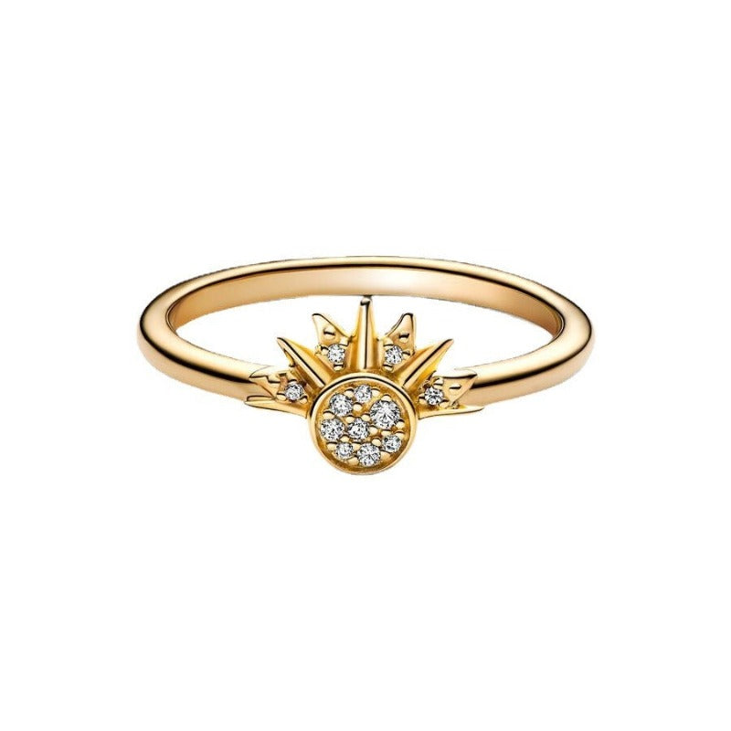 Veile Studios Sterling Silver Rising Sun Ring Shining Blue Moon Combination Two In One