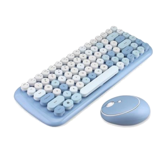 Classic Wireless Keyboard And Mouse Set In Blue / Pink Green