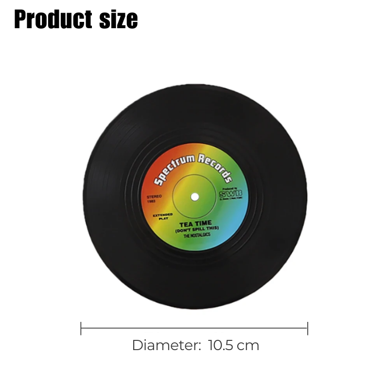 2 Pieces Heat Resistant Coasters Placemats Silicone Records Vinyl Retro Gift Idea