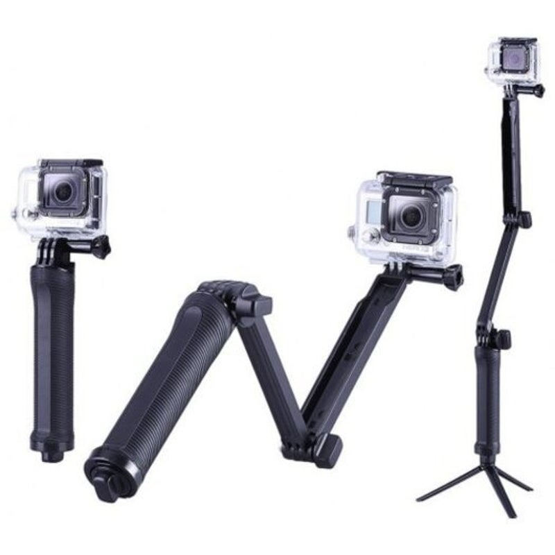 Collapsible Three Way Monopod Selfie Stick Mount Camera Grip Extension Arm Tripod Stand For Gopro Hero 6 / 5 4 3 Sj5000