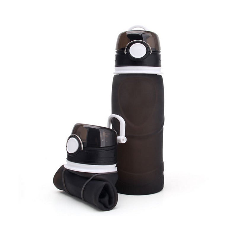 Collapsible Water Bottle Silicone Foldable With Leak Proof Valve Bpa Free Charcoal Gray