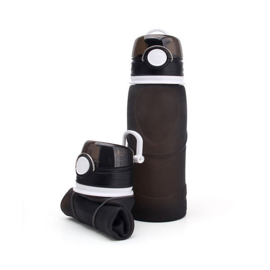 Collapsible Water Bottle Silicone Foldable With Leak Proof Valve Bpa Free Charcoal Gray