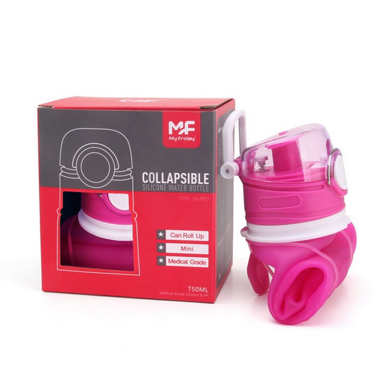 Collapsible Water Bottle Silicone Foldable With Leak Proof Valve Bpa Free Charcoal Gray