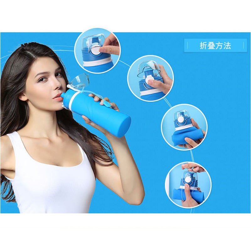 Collapsible Water Bottle Silicone Foldable With Leak Proof Valve Bpa Free Charcoal Gray