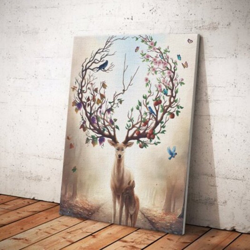 Black And White Wall Art Deer Posters Prints Wild Animal Canvas Painting