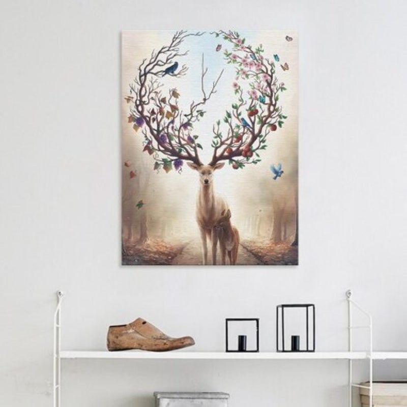 Black And White Wall Art Deer Posters Prints Wild Animal Canvas Painting