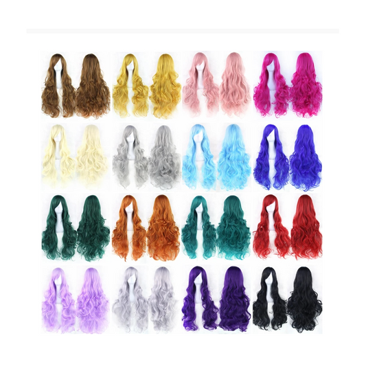 1 Sets of House Of Dasein Cosplay Long Hair Wig High Temperature Silk Multi Colored Cartoon 80Cm
