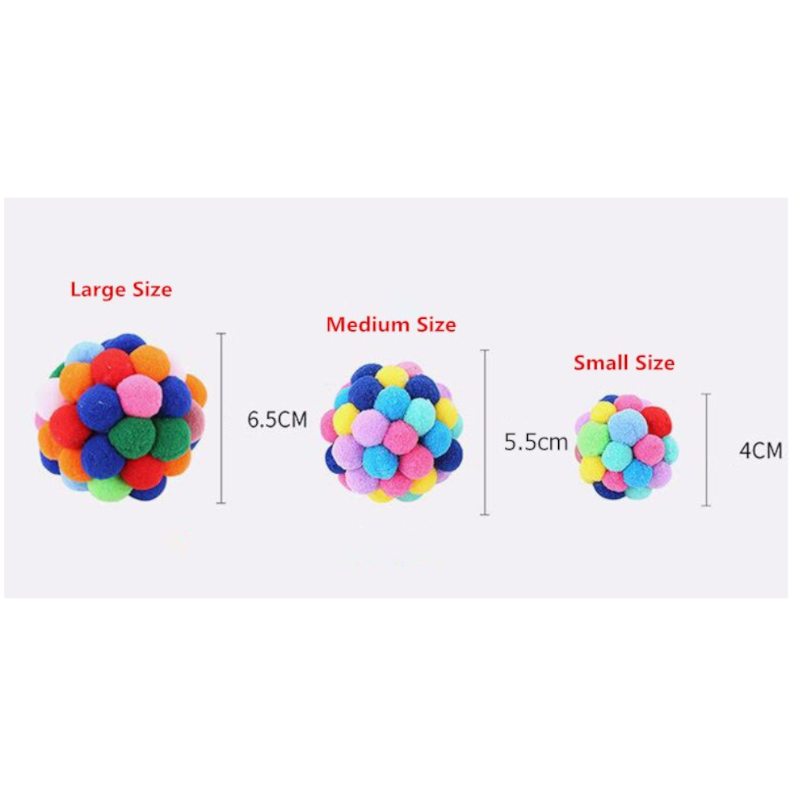 Colourful Plush Bell Bouncy Handmade Pet Ball Dog Cat Toy