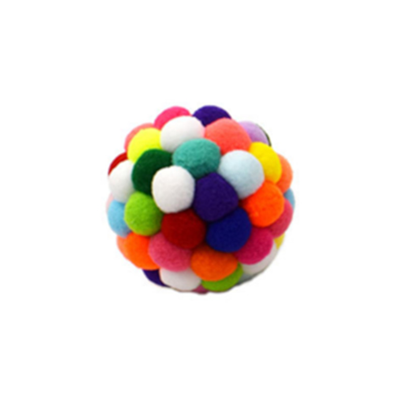 Colourful Plush Bell Bouncy Handmade Pet Ball Dog Cat Toy