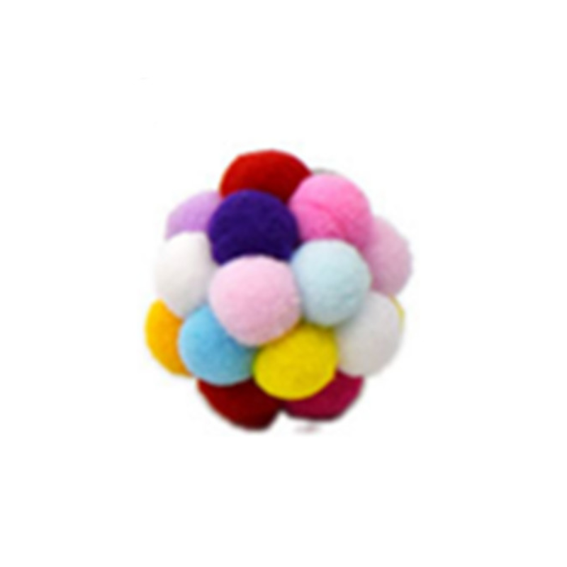 Colourful Plush Bell Bouncy Handmade Pet Ball Dog Cat Toy