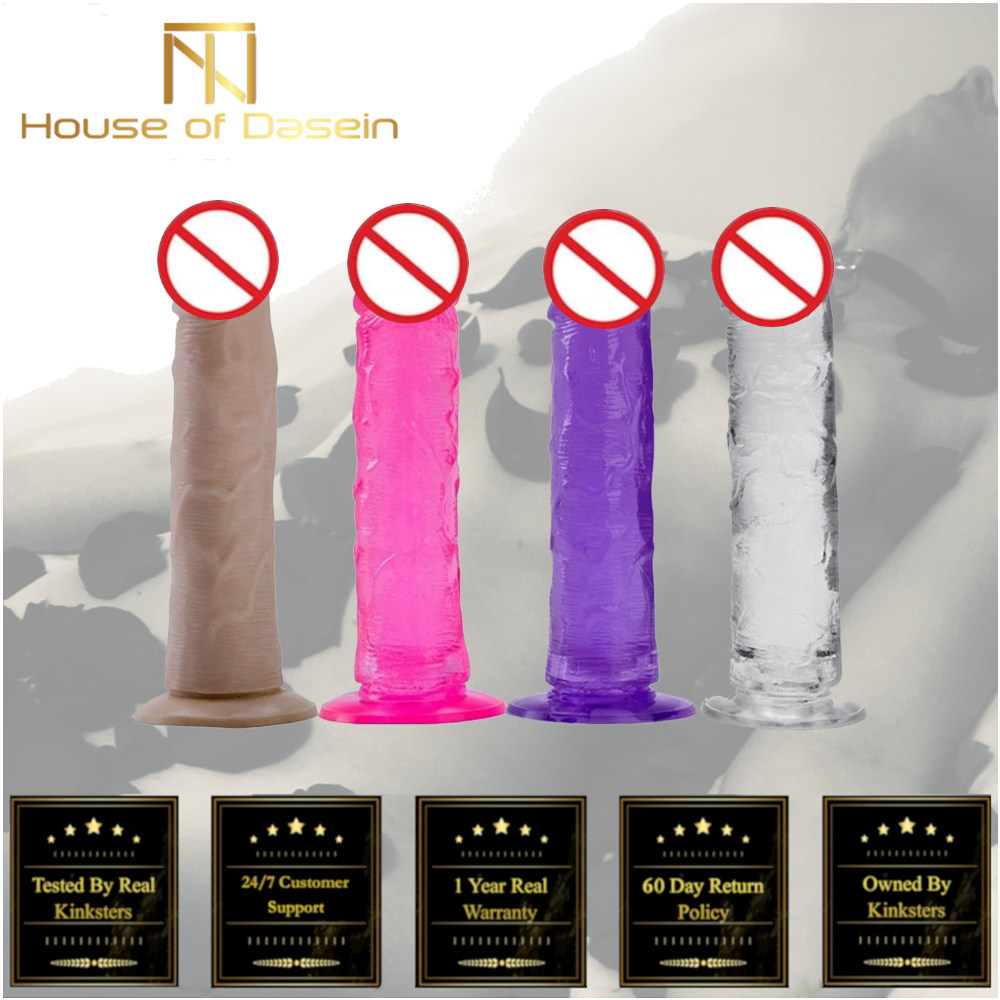 Colourful Realistic Jelly Dildo Deep Throat Training Suction Cup Base