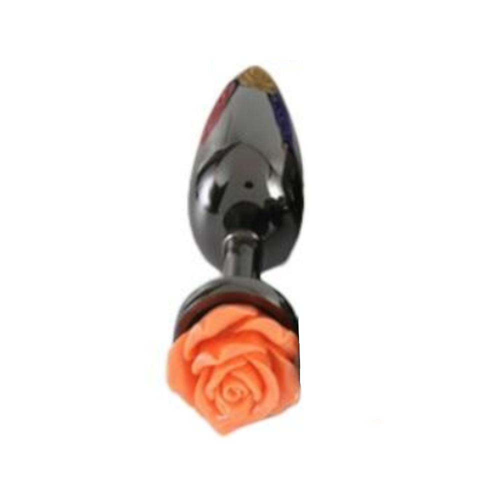 Colourful Rose Black Metal Anal Small Butt Plug