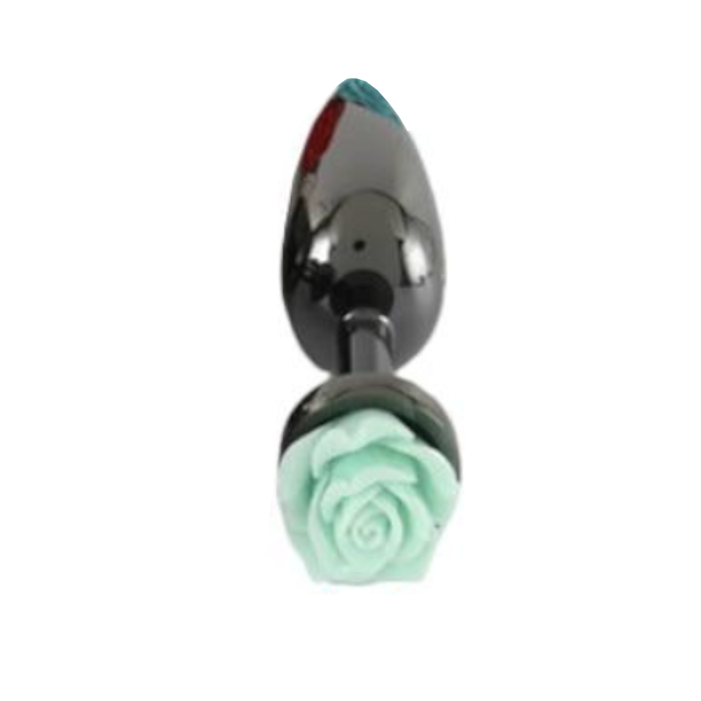 Colourful Rose Black Metal Anal Small Butt Plug