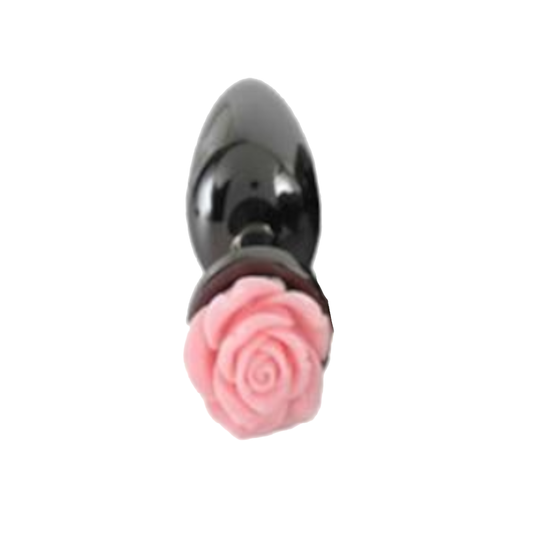 Colourful Rose Black Metal Anal Small Butt Plug