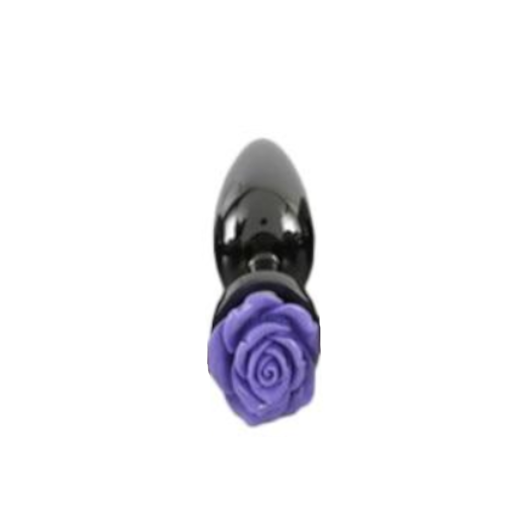 Colourful Rose Black Metal Anal Small Butt Plug