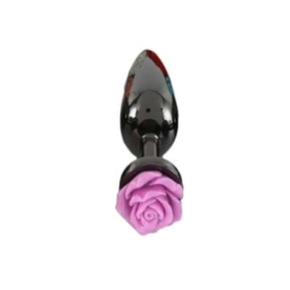 Colourful Rose Black Metal Anal Small Butt Plug