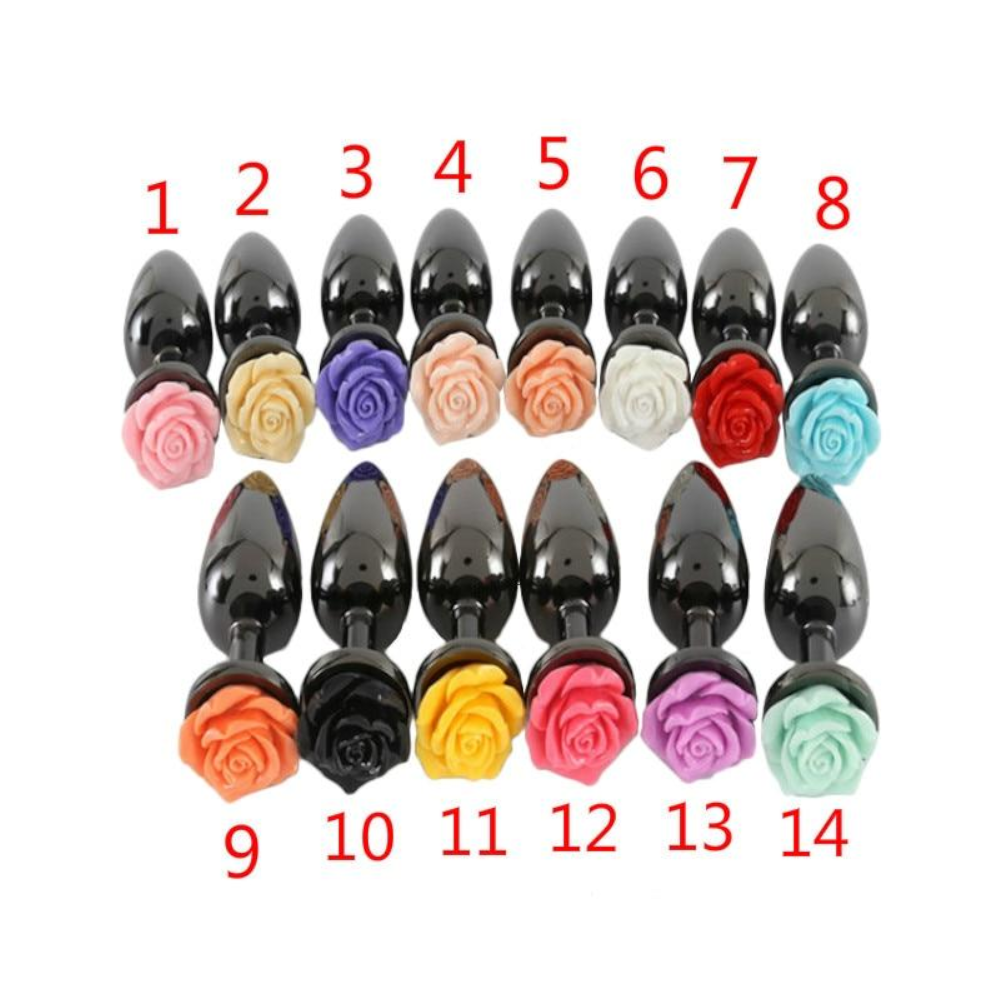 Colourful Rose Black Metal Anal Small Butt Plug